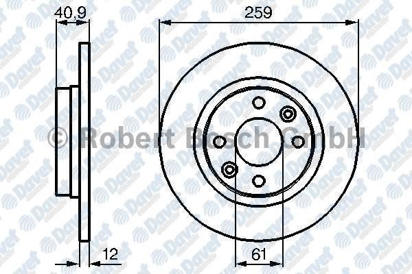 BOSCH 0986479164 Fren Diski On 259mm Logan 04->Sandero 08->Twingo Ii 1.2/1.4/1.5dci/1.6 (Absli Araclar Icin)